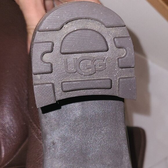 UGG 6 Avery Brown Sheepskin Shearling Fur Lined Knee High Boots - Picture 9 of 9